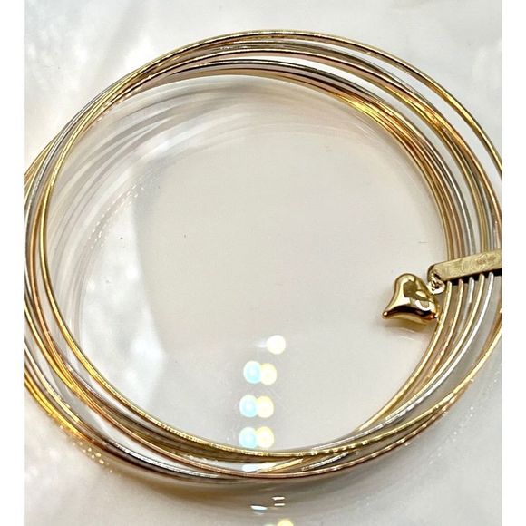 14k Tricolor Gold Set of Seven Bangles a/k/a Seminario Bangles - Picture 2 of 9